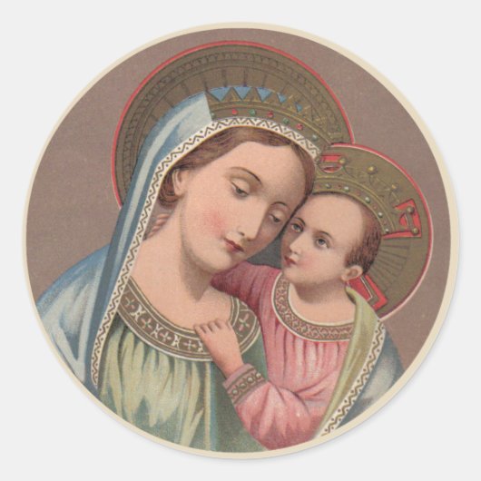 Sticker Rond Sainte Vierge Marie Enfant Jésus (Devant)
