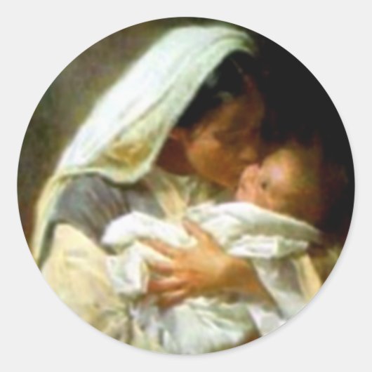 Sticker Rond Sainte Vierge Marie et Enfant Jésus (Devant)