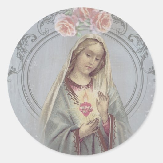 Sticker Rond Sainte Vierge Marie Vintage (Devant)