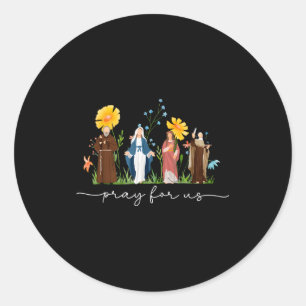 Sticker Rond Saints catholiques Fleurs Femmes Religieux Hommes
