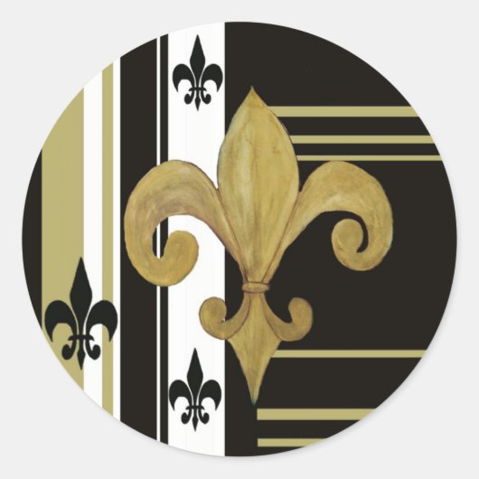 Sticker Rond Saints Noir et Or Fleur de lis (Devant)