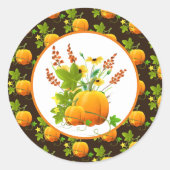 Sticker Rond Saison automnale des citrouilles et des tournesols (Devant)