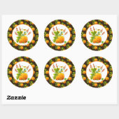 Sticker Rond Saison automnale des citrouilles et des tournesols (Feuille)
