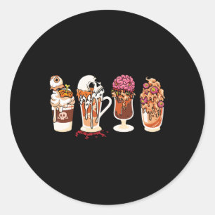 Sticker Rond Saison Automne Café Horreur Film Et Café Hallowe