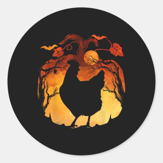Sticker Rond Saison Automne Halloween Costume de poulet (Devant)