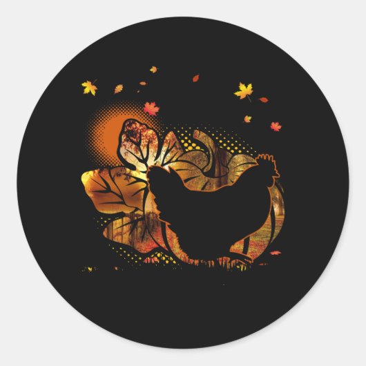 Sticker Rond Saison Automne Halloween Costume de poulet Citroui (Devant)