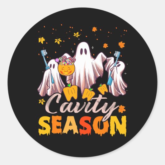 Sticker Rond Saison Cavité Halloween DANT Fantômes Dentaires Et (Devant)