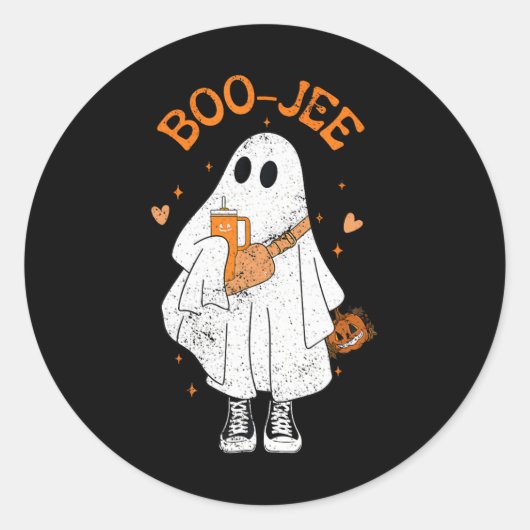Sticker Rond Saison Cute Ghost Halloween Boujee Boo Jee (Devant)
