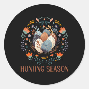 Sticker Rond Saison de chasse Chasse aux oeufs Nordic Scandinav