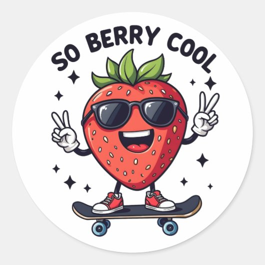 Sticker Rond Saison de fraises Cool Berry (Devant)