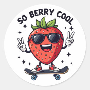 Sticker Rond Saison de fraises Cool Berry