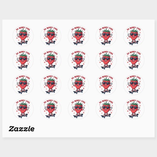 Sticker Rond Saison de fraises Cool Berry (Feuille)