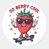 Sticker Rond Saison de fraises Cool Berry (Devant)