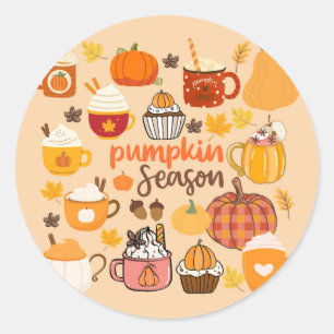 Sticker Rond Saison de la citrouille épicée