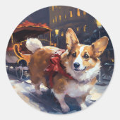 Sticker Rond Saison de Noël de Corgi (Devant)