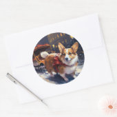 Sticker Rond Saison de Noël de Corgi (Enveloppe)