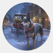 Sticker Rond Saison de Noël des bovins australiens (Devant)