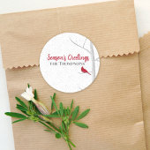 Sticker Rond Saison de vacances Salutation Red Cardinal Birch T