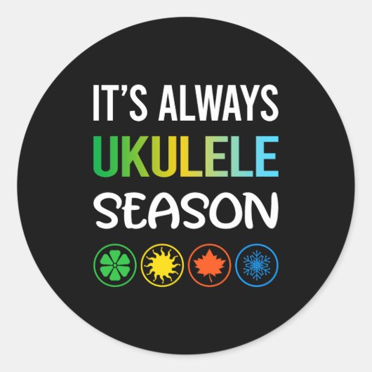Sticker Rond Saison drôle Ukulele  (Devant)