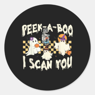 Sticker Rond Saison Éffrayante de l'Halloween Ghost
