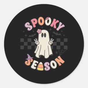 Sticker Rond Saison éffrayante Retro Happy Halloween Fantômes F