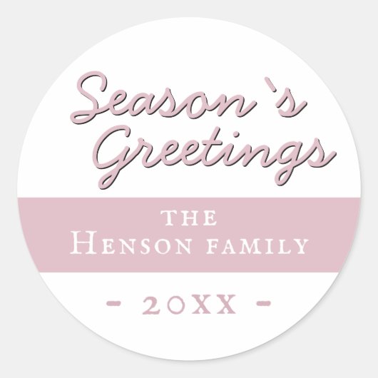 Sticker Rond Saison rose moderne Salutations Script Holiday (Devant)