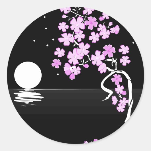 Sticker Rond Sakura de la nuit (Devant)