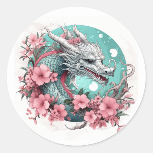 Sticker Rond Sakura Dragon