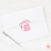 Sticker Rond sakura nuptiale rose cerise (Enveloppe)