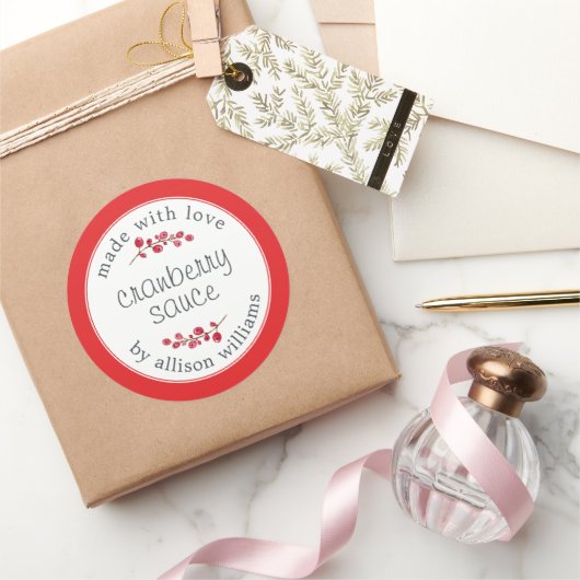 Sticker Rond Salade de canneberge maison Thanksgiving Rouge bri (Cadeaux)