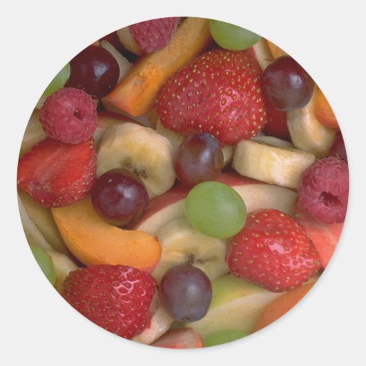 Sticker Rond Salade de fruits, gros plan (Devant)
