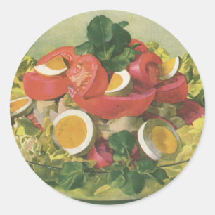 Sticker Rond Salade Mesclun de légumes verts mélangés biologiqu