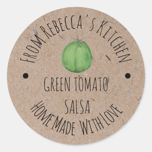Sticker Rond Salas de tomates vertes maison personnalisés (Devant)