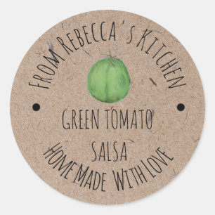 Sticker Rond Salas de tomates verts maison personnalisées 