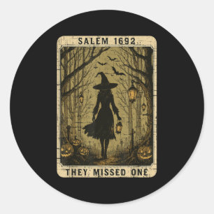 Sticker Rond Salem 1692 Halloween Sorcière Ils Ont Manqué Un Ta
