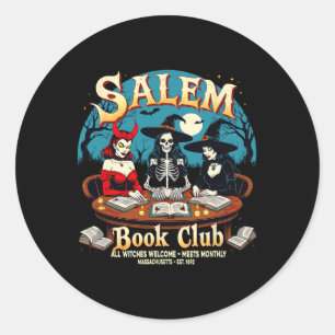 Sticker Rond Salem Book Club Sorcières gothique Halloween Lire