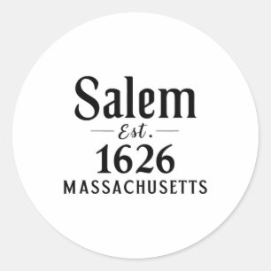Sticker Rond Salem Machusettes Est. 1626 Halloween Automne