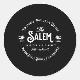 Sticker Rond Salem Machusetts Apothecary Vintage Salem Est 1626