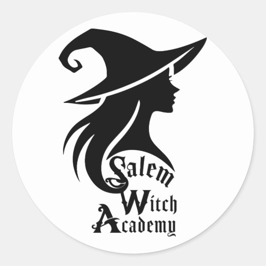 Sticker Rond Salem Witch Academy Wiccan sorcières fête d'Hallow (Devant)