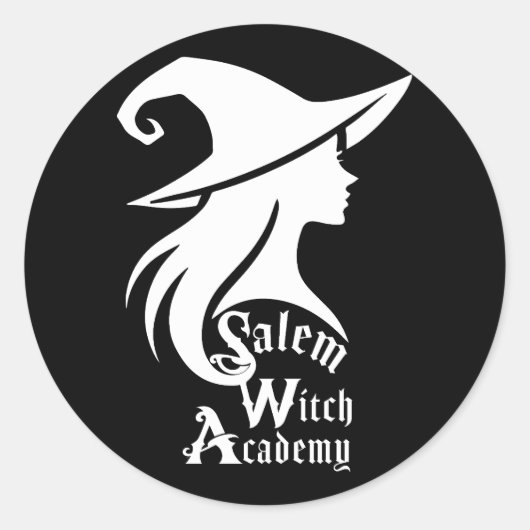 Sticker Rond Salem Witch Academy Wiccan sorcières fête d'Hallow (Devant)