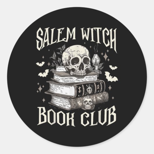Sticker Rond Salem Witch Book Club Halloween (Devant)