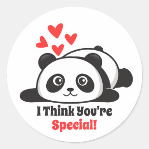 Sticker Rond Salle de classe Saint-Valentin Cute Panda coeur ro