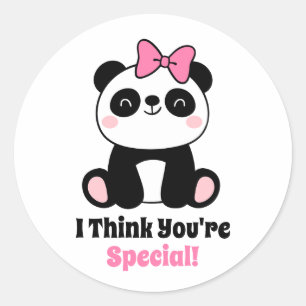 Sticker Rond Salle de classe Saint-Valentin mignonne Panda Rose