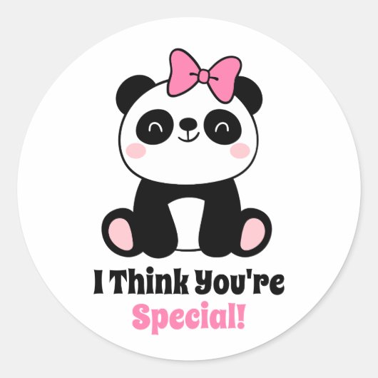 Sticker Rond Salle de classe Saint-Valentin mignonne Panda Rose (Devant)