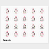 Sticker Rond Salle de classe Saint-Valentin Penguin Coeurs rose (Feuille)