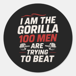 Sticker Rond Salle de sport Alpha Gorilla Bodybuilding Drôle Gr