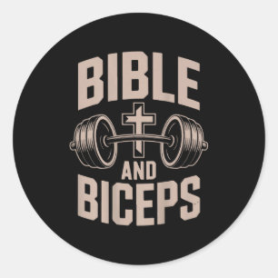 Sticker Rond Salle de sport Bible & Biceps Workout chrétien