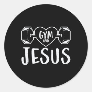 Sticker Rond Salle De Sport Et Jésus Fitness Fitness Poids Lift