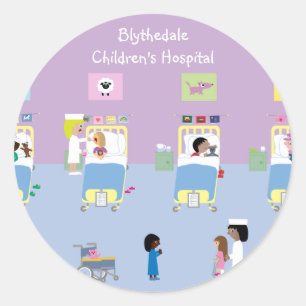 Sticker Rond Salle d'hôpital d'enfants personnalisable