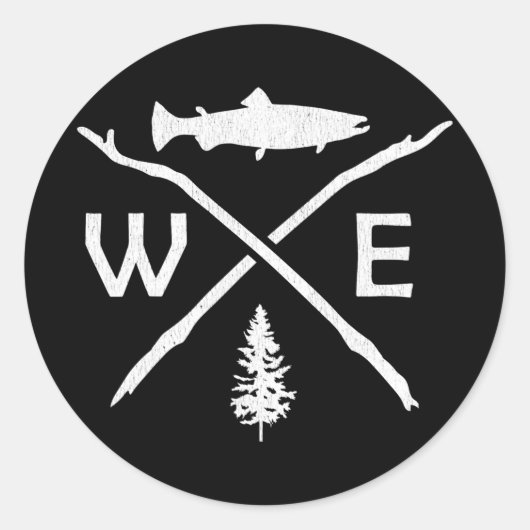 Sticker Rond Salmon Fishing Compass Forest King Salmon (Devant)